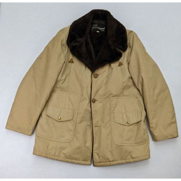 Montgomery Ward Other - Vintage 70s Men's Coat Montgomery Ward Size 46L Beige Brown Faux Fur Lined